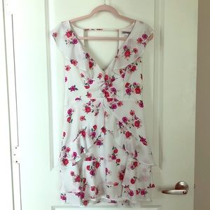 Floral ruffle mini dress